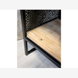 Chic Antique - Vence Vitrineskab m/4 hylder Patineret sort H160xB71xL38,5cm.