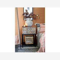 Chic Antique - Grimaud Sidebord m. 6 murstensforme og 1 hylde, H76/L57/B33cm.