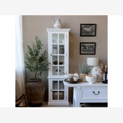 Chic Antique - Vitrineskab m. 2 lger og hylder, hvid