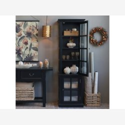 Chic Antique - Vitrineskab m. 2 lger og hylder, sort