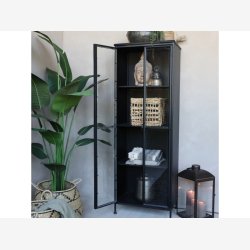 Chic Antique - Vitrineskab m. 2 lger og hylder, H184/L63,5/B41,5cm.