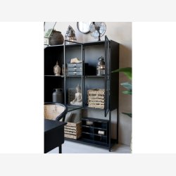 Chic Antique - Vitrineskab m. 3 lger og hylder, H175/L140/B39,5cm.