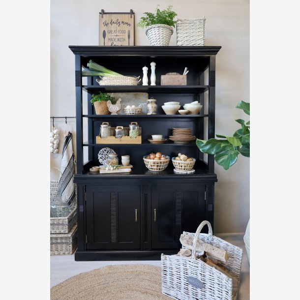 Chic Antique - Marseille reol m. 4 hylder og 2 lger Sort