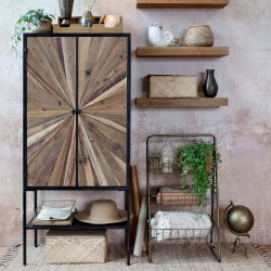 Chic Antique - Skab m. 2 lger og 1 hylde Natur og Sort