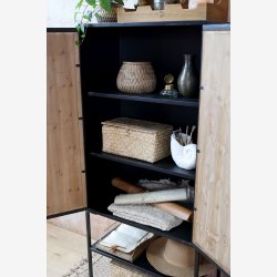 Chic Antique - Skab m. 2 lger og 1 hylde Natur og Sort