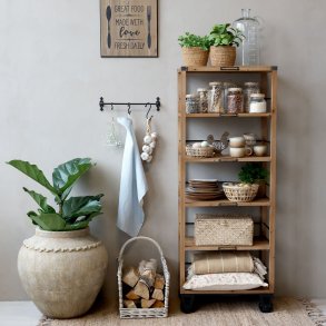 Chic Antique - Reol p hjul m. 5 hylder Natur