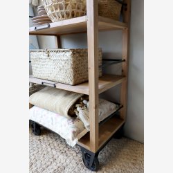 Chic Antique - Reol p hjul m. 5 hylder Natur