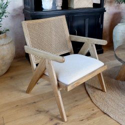 Chic Antique - Loungestol m. Stofsde og fletryg Natur