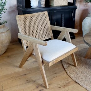 Chic Antique - Loungestol m. Stofsde og fletryg Natur