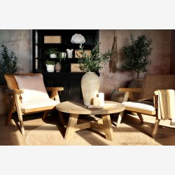 Chic Antique - Loungestol m. Stofsde og fletryg Natur