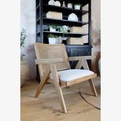 Chic Antique - Loungestol m. Stofsde og fletryg Natur
