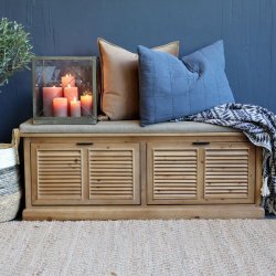 Chic Antique - Bnk m. hynde og 2 vippeskuffer H50/L110/B30 cm natur