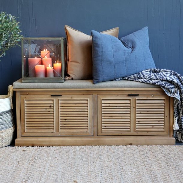 Chic Antique - Bnk m. hynde og 2 vippeskuffer H50/L110/B30 cm natur