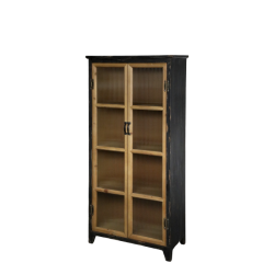 Chic Antique - Vitrineskab m. 4 hylder og rillede glaslger H150,5/L70/B35,5 cm natur