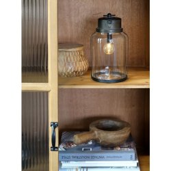 Chic Antique - Vitrineskab m. 4 hylder og rillede glaslger H150,5/L70/B35,5 cm natur