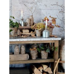 Chic Antique - Kkken p hjul m. zinktop og hylder H90/L120/B59,5 cm natur