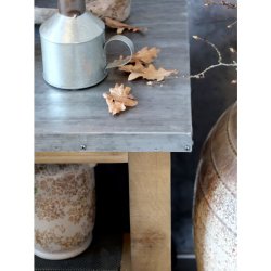 Chic Antique - Kkken p hjul m. zinktop og hylder H90/L120/B59,5 cm natur