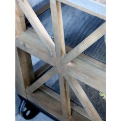 Chic Antique - Kkken p hjul m. zinktop og hylder H90/L120/B59,5 cm natur