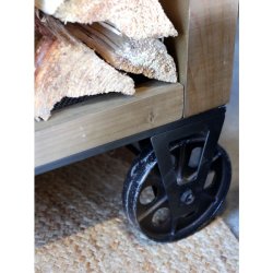 Chic Antique - Kkken p hjul m. zinktop og hylder H90/L120/B59,5 cm natur