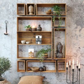 Chic Antique - Reol st af 9 L87/B11,5/H120 cm natur