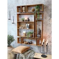 Chic Antique - Reol st af 9 L87/B11,5/H120 cm natur