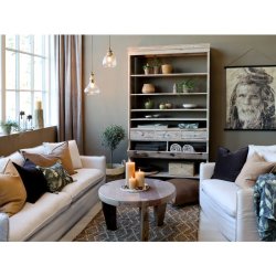 Chic Antique - Reol m. hylder og skuffer H222/L120/B37 cm natur