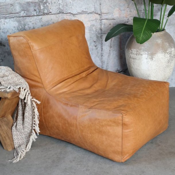 Chic Antique - Loungestol i lder H83/L103/B83 cm cognac