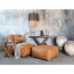 Chic Antique - Loungestol i lder H83/L103/B83 cm cognac