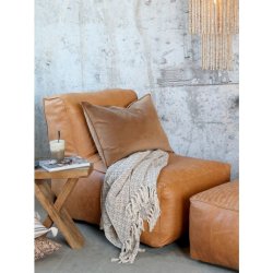 Chic Antique - Loungestol i lder H83/L103/B83 cm cognac