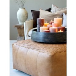 Chic Antique - Loungepuf i lder H35/L75/B75 cm cognac