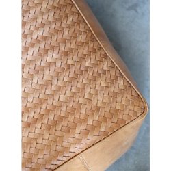 Chic Antique - Loungepuf i lder H35/L75/B75 cm cognac