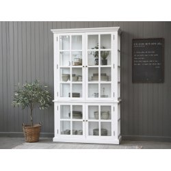 Chic Antique - Vitrineskab m/4 lger Hvid H196xB120xL40cm.