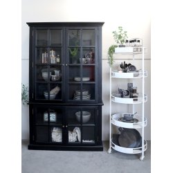 Chic Antique - Vitrineskab m/4 lger Sort H196xB120xL40cm.