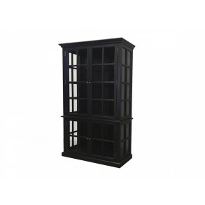Chic Antique - Vitrineskab m/4 lger Sort H196xB120xL40cm.