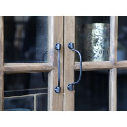 Chic Antique - Vitrineskab m/hjul og trlger Patineret sort H156xL80xB34cm.