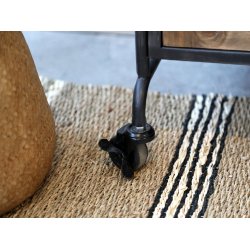 Chic Antique - Vitrineskab m/hjul og trlger Patineret sort H156xL80xB34cm.