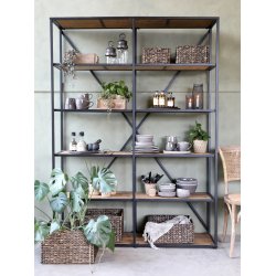 Chic Antique - Fransk Reol dobbelt m. 5 trhylder H200 L145 B41cm. antik sort