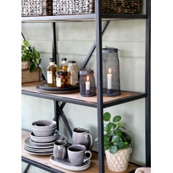 Chic Antique - Fransk Reol dobbelt m. 5 trhylder H200 L145 B41cm. antik sort