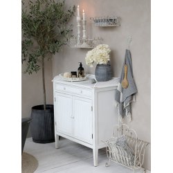 Chic Antique - Skab m. riller i lger, 2 lger og 1 skuffe Patineret hvid H91,5xB83xL41cm Grantr.