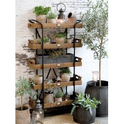 Chic Antique - Vogn p hjul m. 5 trbakker H156,5 L83 B34cm.