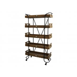 Chic Antique - Vogn p hjul m. 5 trbakker H156,5 L83 B34cm.