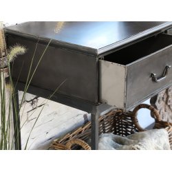 Chic Antique - Factory Konsolbord m/hylde og 3 skuffer Patineret sort H91xB123xL41cm Jern.