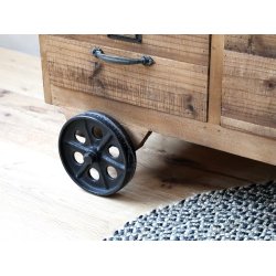 Chic Antique - Kbmandsdisk p hjul m/20 skuffer Naturlig H75xB156xL38,5cm.