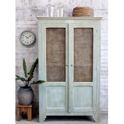 Chic Antique - Gl. Fransk Linnedskab Patineret opal H184xL113,5xB44,5cm. (P vej primo August)