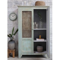 Chic Antique - Gl. Fransk Linnedskab Patineret opal H184xL113,5xB44,5cm. (P vej primo August)