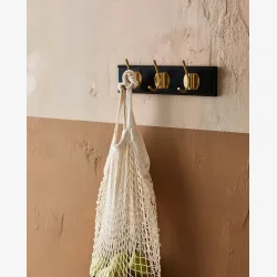 NORDAL - Knager�kke m/3 Knager Sort/"Messing" L: 30 H: 6,5 cm. 