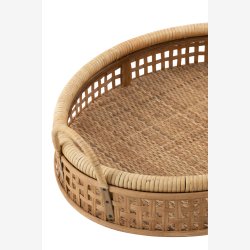 J-Line - Oval serveringsbakke Rattan/Bambus H: 14.5 cm L: 57.5 cm	B: 43 cm.