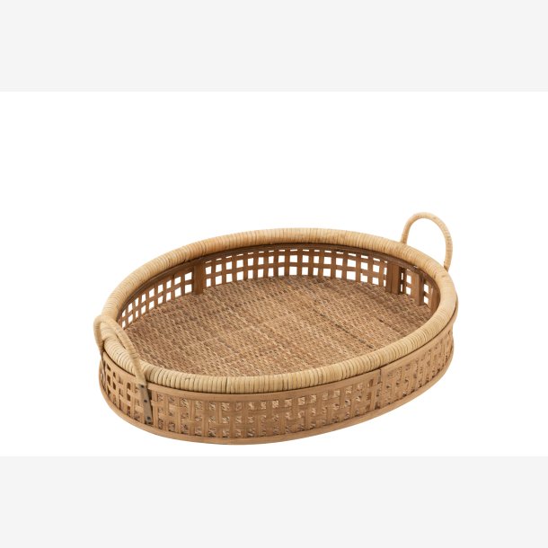 J-Line - Oval serveringsbakke Rattan/Bambus H: 14.5 cm L: 57.5 cm	B: 43 cm.