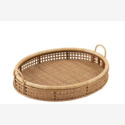 J-Line - Oval serveringsbakke Rattan/Bambus H: 16 cm L: 65 cm B: 52 cm.