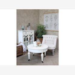 Chic Antique - Marie Antoinette Sofabord m/hjul Patineret creme 70xH46cm.